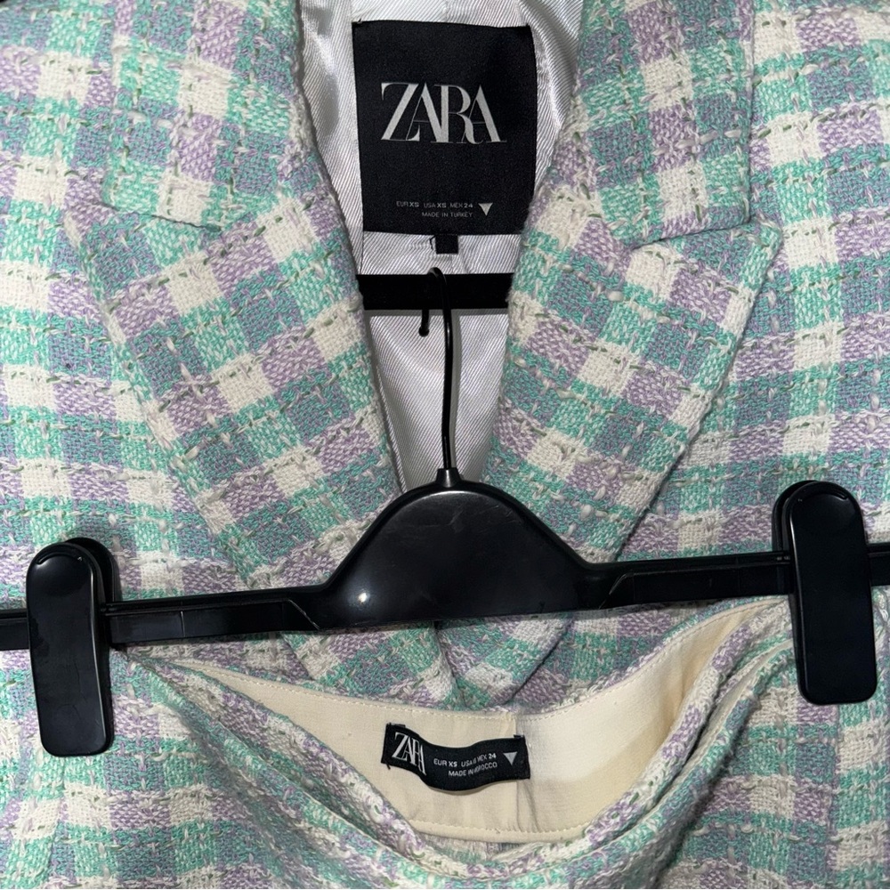 Zara Pastel Plaid Cropped Blazer and Skort Set - Picture 15 of 17